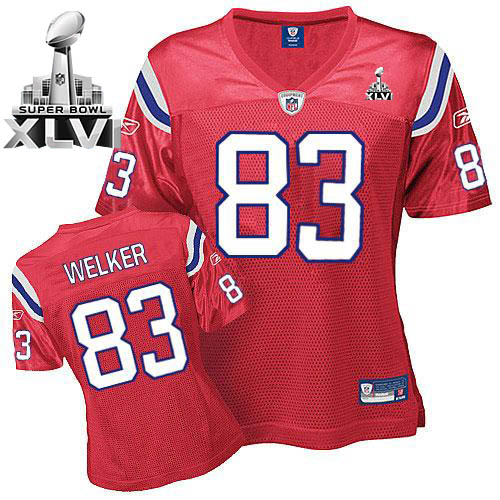 Patriots #83 Wes Welker Red Women's Alternate Super Bowl XLVI Stitched NFL Jersey - Click Image to Close